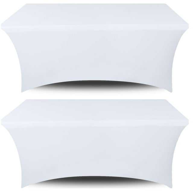 Manteles de mesa blancos clásicos de elastano elástico de 6 pies (paquete de 2)