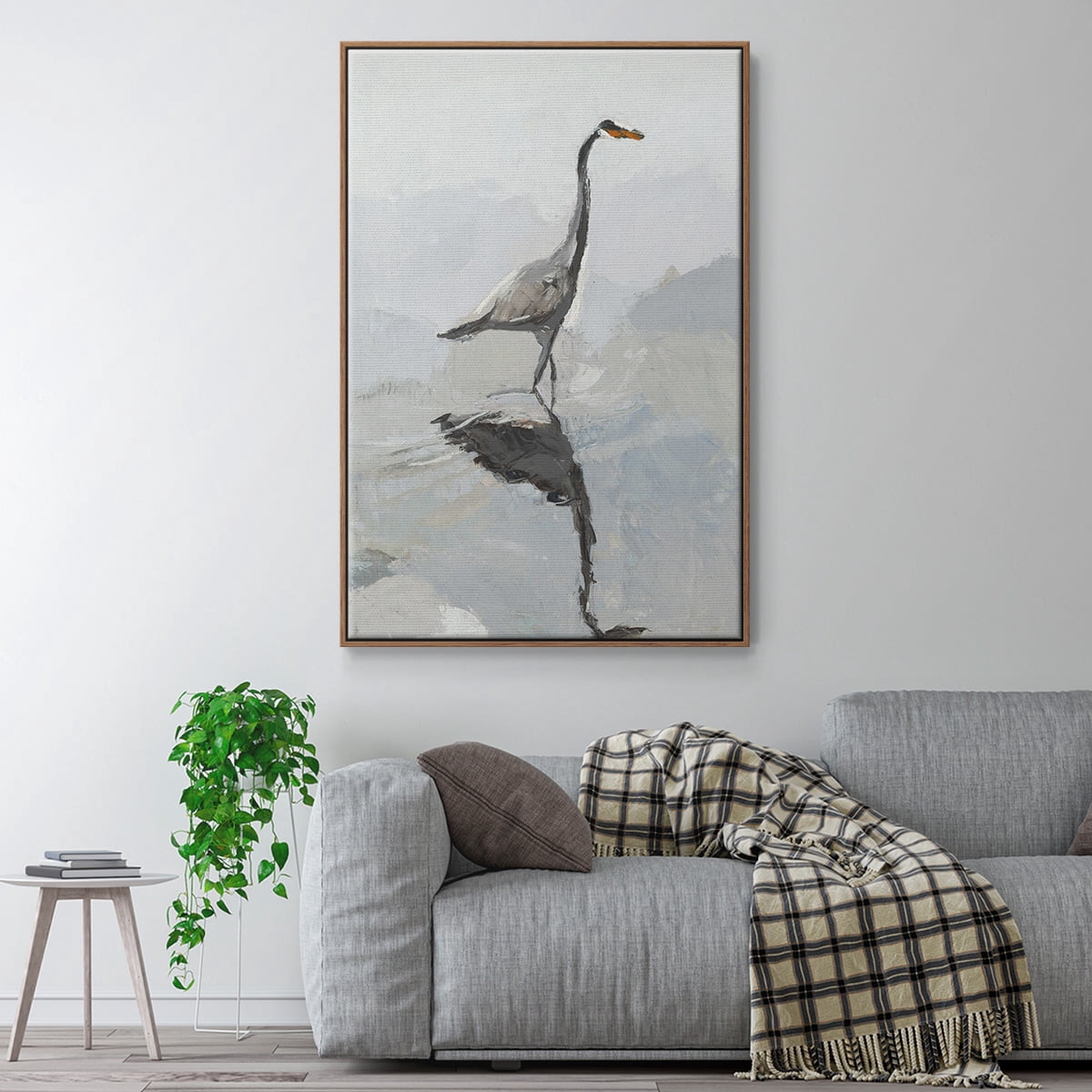 Heron Framed Premium Gallery Wrapped Canvas - Ready to Hang - 25 x 37 - Walnut Floating Frame