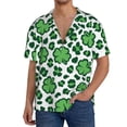 thumbnail image 3 of Vsdgher Leopard print St. Patrick's Day Print Men's Wrinkle Free Untucked Cuban Shirt Business Casual Button Down Shirts Short Sleeve Shirt, 3 of 7