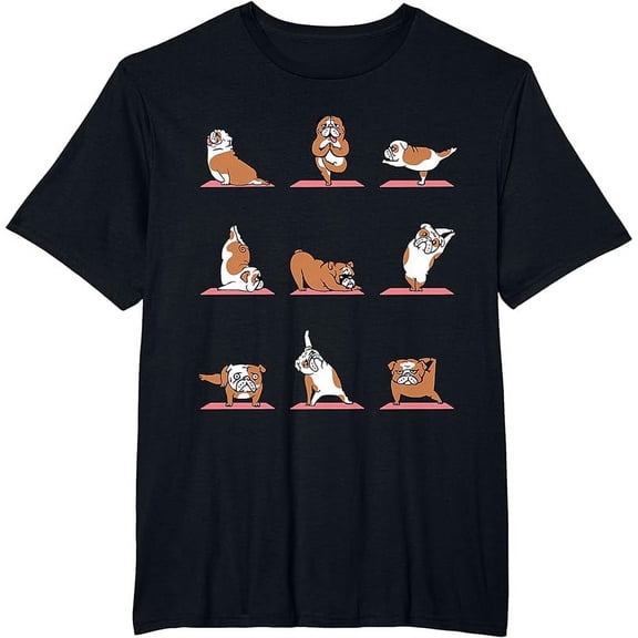 English Bulldog Yoga Puppy Yoga Poses and Meditation T-Shirt