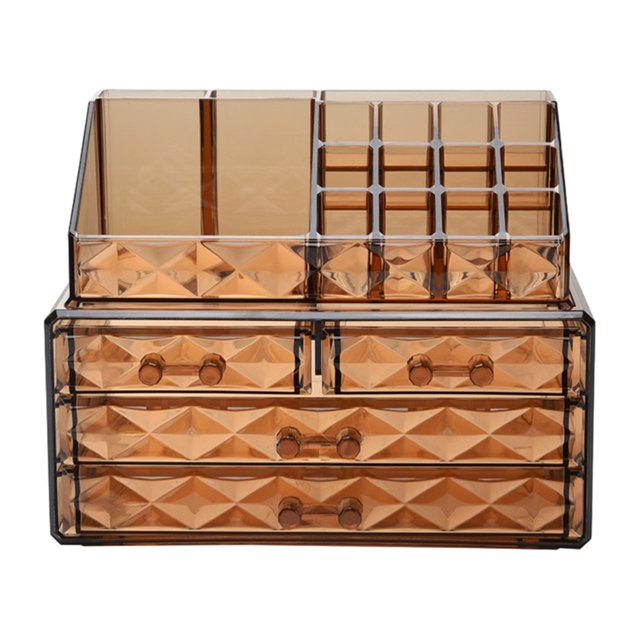 Guardurnaity Organizador de caja de plástico resistente al agua Organizador de caja de almacenamiento de solución de almacenamiento duradero y Bolsas de maquillaje café Z8625 24*15*18.7