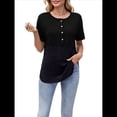 thumbnail image 2 of Blusas de Corta con Cuello Redondo y Botones para Mujer, y Verano 2025 Negro S, 2 of 10