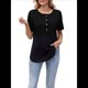 thumbnail image 2 of Blusas de Corta con Cuello Redondo y Botones para Mujer, y Verano 2025 Negro XXL, 2 of 10