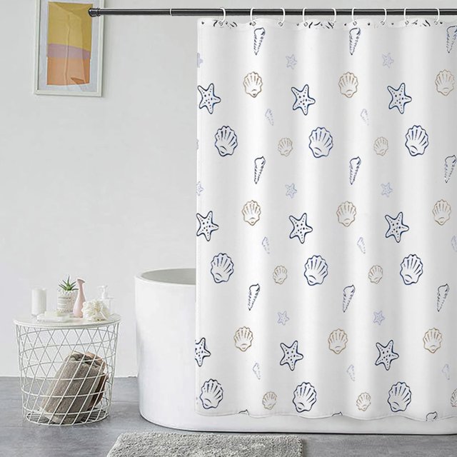 Cortina de ducha blanca de 180 x 200 cm, impermeable, textil, cortina de baño lavable con 12 anillas para cortina de ducha, cortinas de ducha de poliéster con base de peso, cortina de baño con patrón