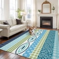 thumbnail image 2 of 5'x7' Area Rugs for Living Room Bedroom, Blue Green Geometric Washable Rug Carpet Runner Indoor Outdoor, Boho Vintage Country Flowers Leaves Non Slip Floor Mats Area Rug for Kitchen, Nursery, 2 of 8