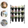 thumbnail image 3 of Black Flower Display Stands with 12 Buckets, 3 Layers Flower Stand with Wheels, Moving Plant Stand Flower Cart Shelf for Indoor Outdoor Patio Garden, Florists, Living Room, 3 of 14