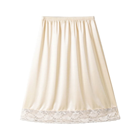 Ynynlocho Women Satin Half Slips Dresse Lace Long Underskirt Anti Static Extender Under Skirt Soft Slip Dress for Skirts Dresses