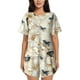 thumbnail image 1 of Balery Elegant Butterflies And Pearls Conjunto de Pijama para Mujer con Estampado, Dos Piezas de Manga Corta y Shorts, Ropa de Dormir Suave con Cuello Redondo y Bolsillos-Medium, 1 of 6