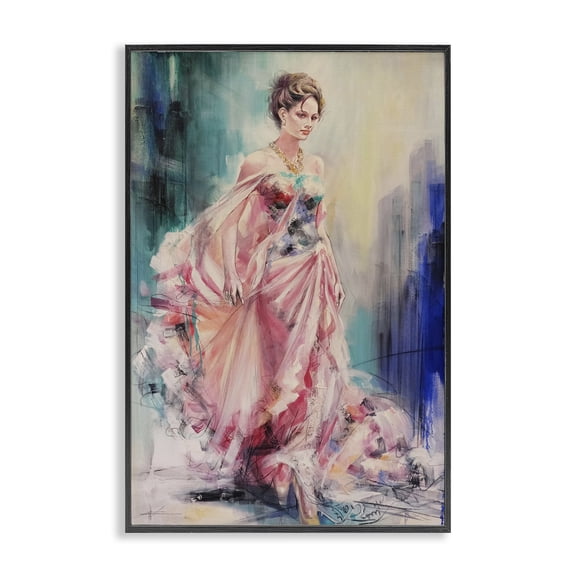Stupell Industries Sophisticated Woman in Dress People Painting Black Framed Art Print Wall Art, 12 x 18