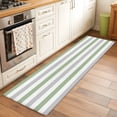 thumbnail image 2 of 2'x6' Rug Runners for Hallways Kitchen, Sage Green Grey Striped Non Slip Entryway Beside Floor Carpet Runner, Farmhouse Sage Green Stripes Washable Laundry Room Bedroom Throw Rugs Mat for Family Pet, 2 of 8