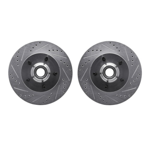 Dynamic Friction Company Front Brake Rotors-Drilled and Slotted-Silver 7002-54086
