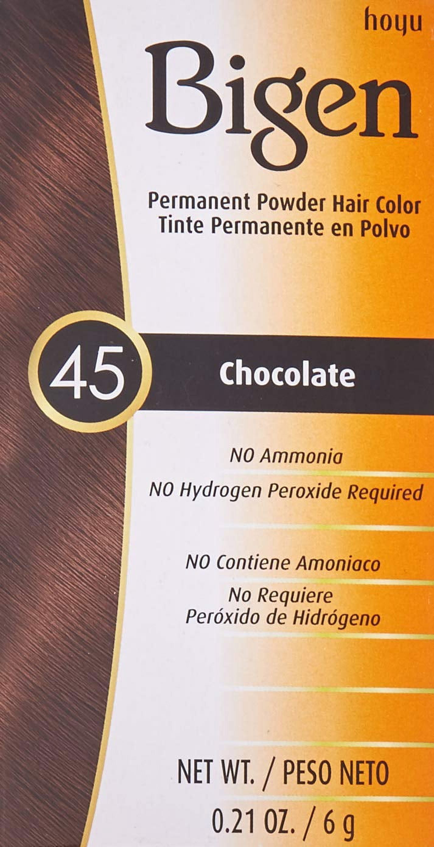 Bigen Permanent Powder Hair Color 45 Chocolate 1 ea (Pack of 4)