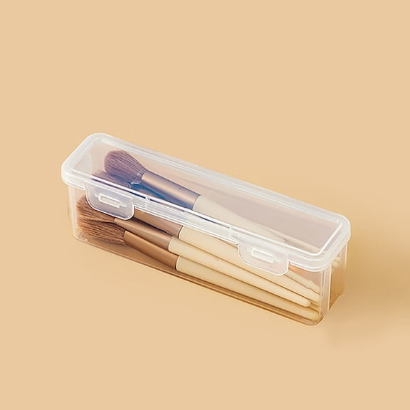 FEOLGEHLY Clear Pencil Box, Plastic Pencil Box Bulk, Cute Pencil Case Pouch, Large Capacity Translucent Pen Box with Snap-tight Lid, Stackable Portable Storage Organizer for Gel Pens Home Office Use