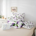 thumbnail image 6 of Manfei Spring Graden 7-Piece Bedding Comforter Set for Girls Female Women,Chic Purple Flowers King Bedding Sets,Green Purple Ultra Soft Bed Sheets,Breathable Home Decor,Reversible, 6 of 8