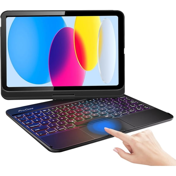 ProCase 360° Rotation iPad (A16) 11th 2025 / iPad 10th Generation Keyboard Case with Multi-Touch Trackpad –Black