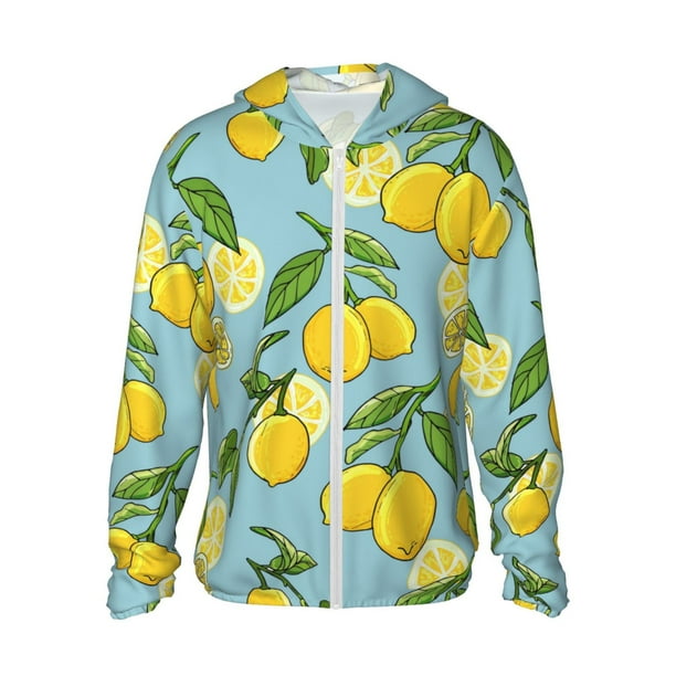 Fotbe Lemon Chaqueta con Protección Solar UPF 50+ para Hombre y Mujer, Camisa con Capucha y Bolsillos-Large