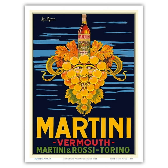 Martini & Rossi Vermouth - Turin (Torino) Italy - Vintage Advertising Poster by San Marco c.1950 - Master Art Print (Unframed) 9in x 12in