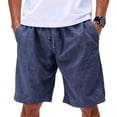 thumbnail image 2 of GrmtClth Linen Shorts for Men Casual Elastic Waist Drawstring Shorts Loose Fit 2026 Summer Vacation Beach Shorts Classic Fit Breathable Workout Hiking Shorts with Pocket Navy M, 2 of 7
