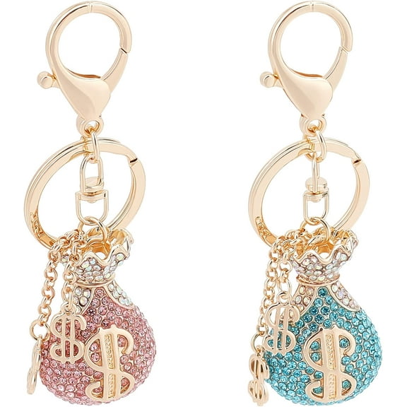 2 Crystal Rhinestone Keychain Accessories Purse Charms Fortune Bag Lucky Charms for Car Keys Handbags Accessories Backpack Key Chains Decoration Keychains