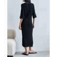 thumbnail image 6 of KelaJuan Women Long Dress, Elegant Half Sleeve V Neck Solid Loose Slit Dress Summer Knit Dress, 6 of 6