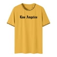 thumbnail image 2 of Men's T-Shirts Los Angeles Printed Letter tees Short Sleeved Loose Graphic Tees Dailywear Sports T-Shirt Yellow XL, 2 of 6