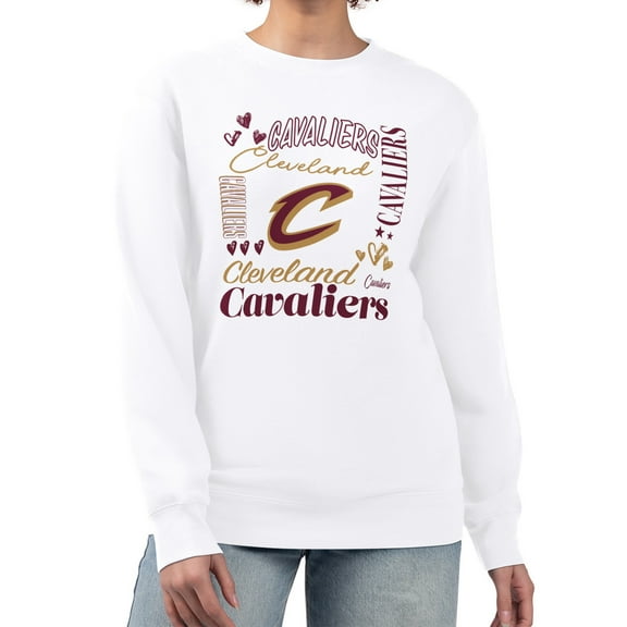Women's G-III 4Her by Carl Banks White Cleveland Cavaliers Collage Team Graphic Fleece Pullover Sweatshirt