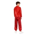 thumbnail image 4 of Zaldita Kids Boys Girls Shiny Metallic Jazz Hip Hop Dance Outfits Long Sleeve T-Shirts and Pants Performance Dancewear Red 2-3, 4 of 7