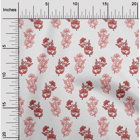 oneOone Viscose Chiffon White Fabric Floral Block Craft Projects Decor Fabric Printed By The Yard 42 Inch Wide