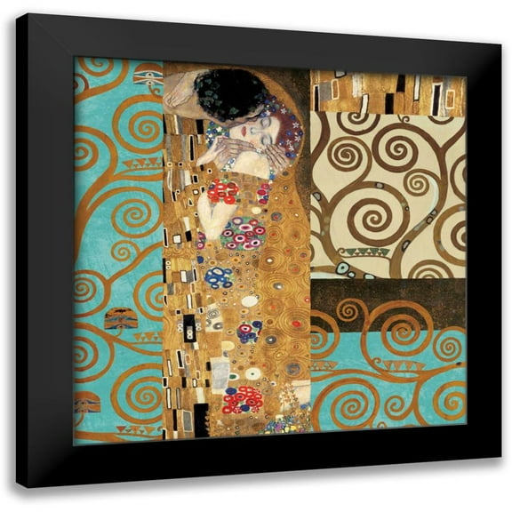 Klimt, Gustav 12x12 Black Modern Framed Museum Art Print Titled - Klimt IV 150th Anniversary - The Kiss