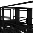 thumbnail image 3 of Full size Quadruple Bunk Bed Frame with Built-in Storage Shelves and Wardrobe, Sturdy Metal Beds Frame with Safety Guard Rails and Ladder for Bedroom, Dorm, Apartment, Mattress Not Included, Black, 3 of 9