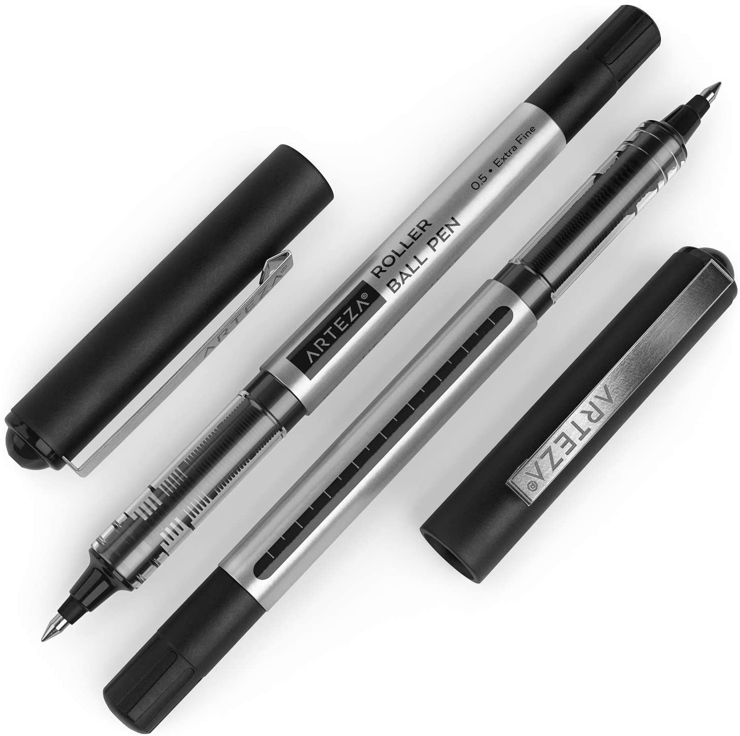 Arteza Roller Ball Pens, Black Ink, Extra Fine 0.5 mm - 40 Pack