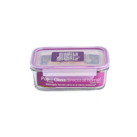Contenedor Hermético Popit! Glass HS-2-8 Rectangular 880 mL