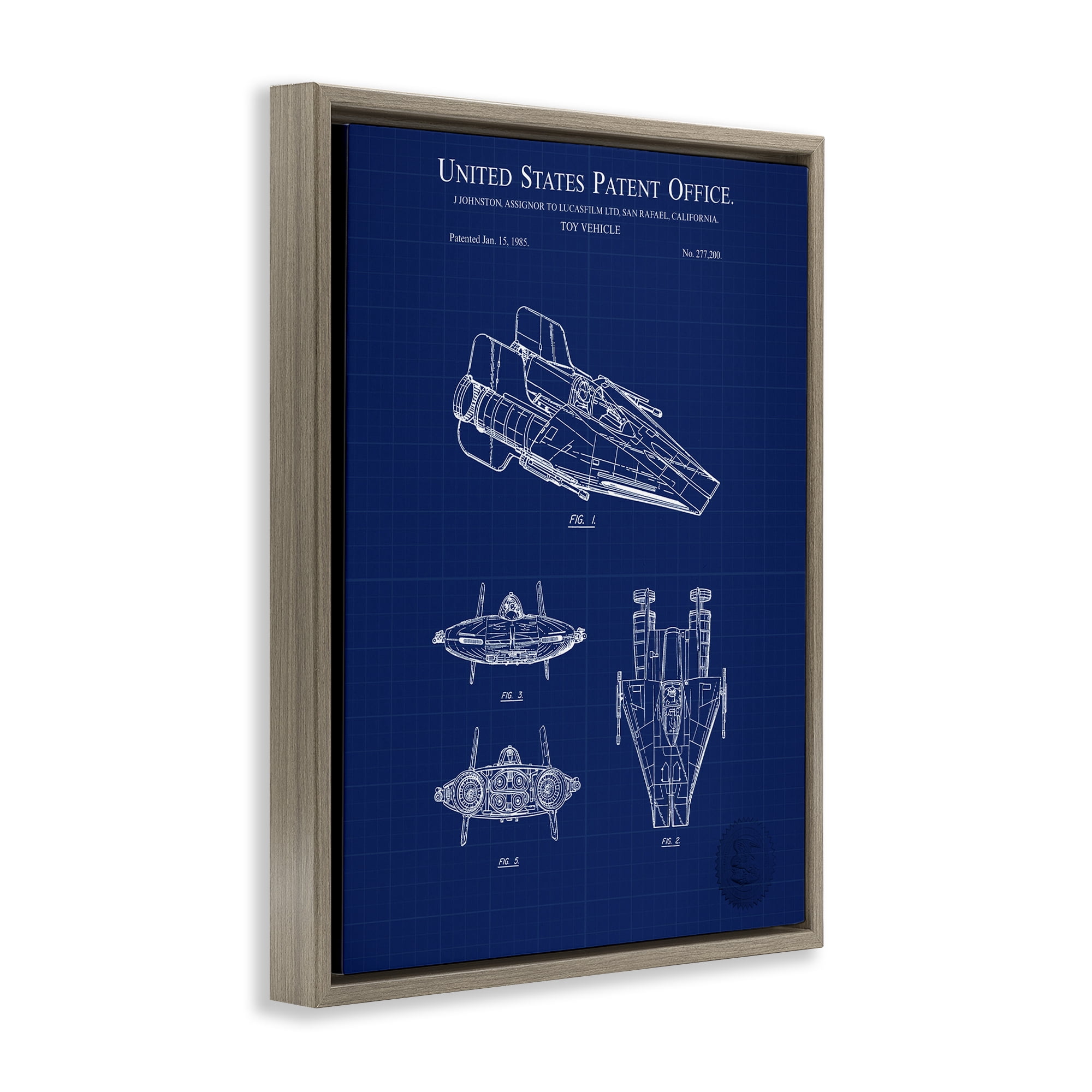 Stupell Industries Toy Vehicle Blueprint Transportation Painting Brown Floater Framed Art Print Wall Art, 25 x 31
