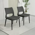 thumbnail image 4 of Modern Minimalist Grey PU Leather Dining Chairs Set of 2 - Ergonomic Comfort, Sturdy Metal Legs, Easy-Clean Design for Home & Office Use, 4 of 9