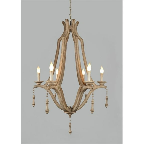 Pemberly Row Cast Iron and Solid Wood Pendant in Natural Finish