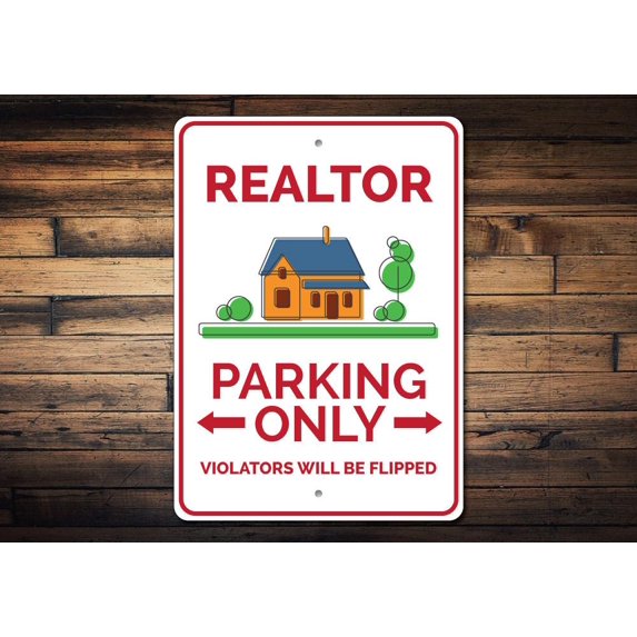 Realtor Parking Novelty Sign, Metal Wall Decor - 10x14 inches