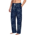 thumbnail image 2 of Balery Snowflake Dark Blue print Men's Pajama Pants,Ultra Lightweight Pjs,Lounge Pant-Medium, 2 of 9