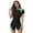 Black + Green, variant on IBTOM CASTLE Women Zipper Rash Guard Boyleg Padded Swimsuit Sun Protection Surfing Bathing Suit Wetsuit One Piece Athletic Swimwear L Black + Green