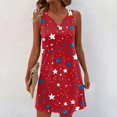 thumbnail image 2 of Women's Summer V-Neck Dress, Independence Day Themed Sleeveless Sundress with Elastic Waist, Perfect for Barbecues and Family Gatherings,Vermilion M, 2 of 5