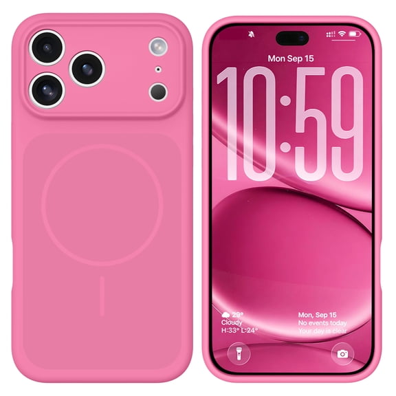 DUEDUE iPhone 17 Pro Case, Compatible with MagSafe, Liquid Silicone Shockproof Protective Case with Microfiber Lining and Camera Protection for iPhone 17 Pro 6.3", Barbie Pink