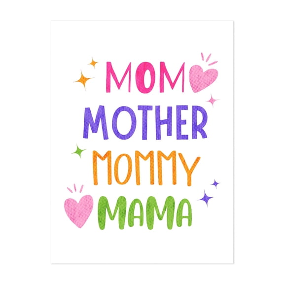 Typographic poster for mothers. - Typography Quote Illustration Motivational Inspirational Unframed Wall Art Print 5 x 7 inches