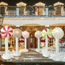 Inflatable Candy Cane Christmas Lollipop Decor 47.2 Inch PVC Outdoor Indoor Party Decoration Festive Photo Prop for Yard Home Store
