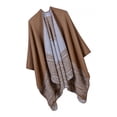 thumbnail image 4 of Chaqueta de punto de punto de gran tamaño con capa de poncho con frente abierto y chal para mujer café Baoblaze Cárdigan con cuello chal para mujer, 4 of 5