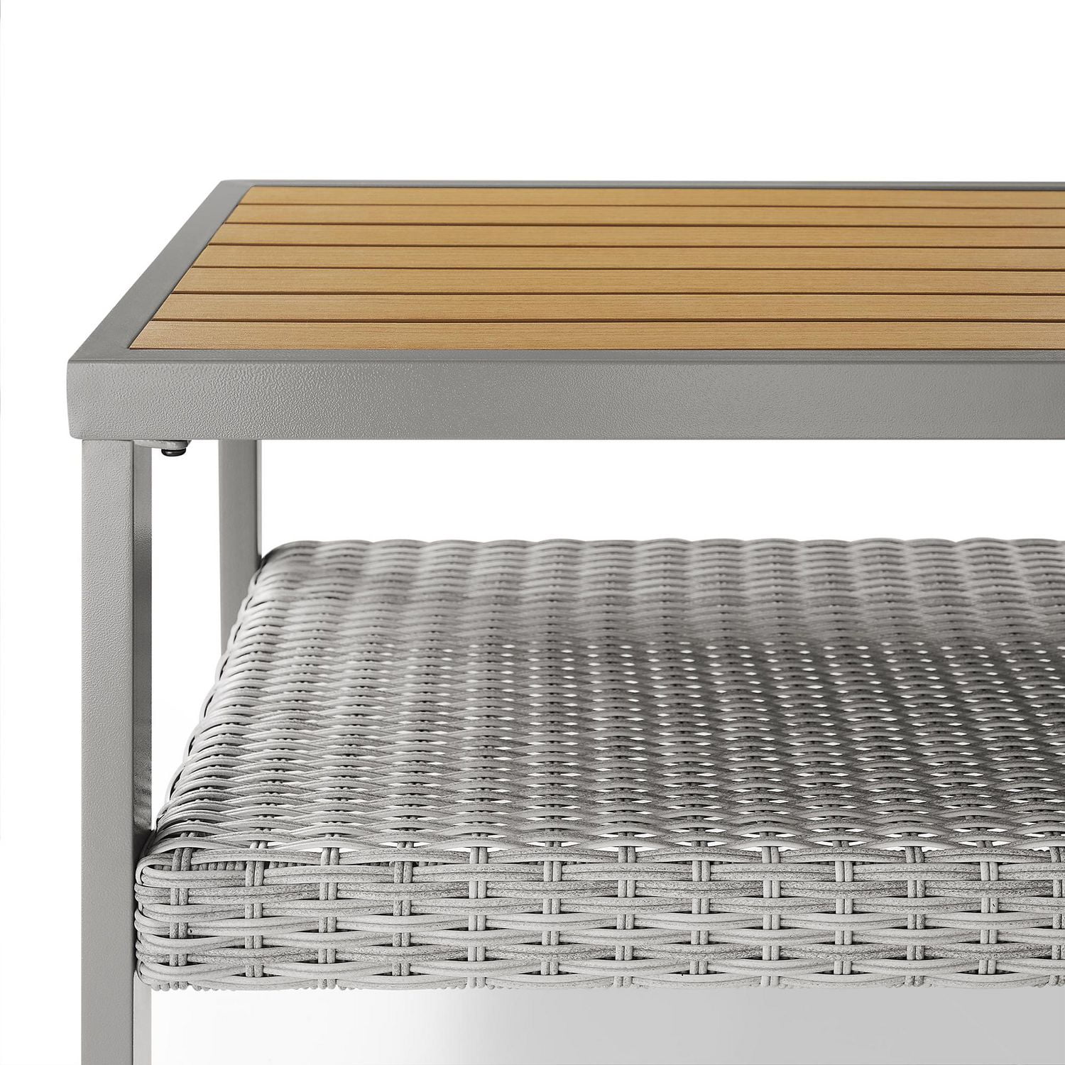Songmics Home Sencillo Collection - Coffee Table with Storage, Rattan & Faux Wood, Gray and Beige