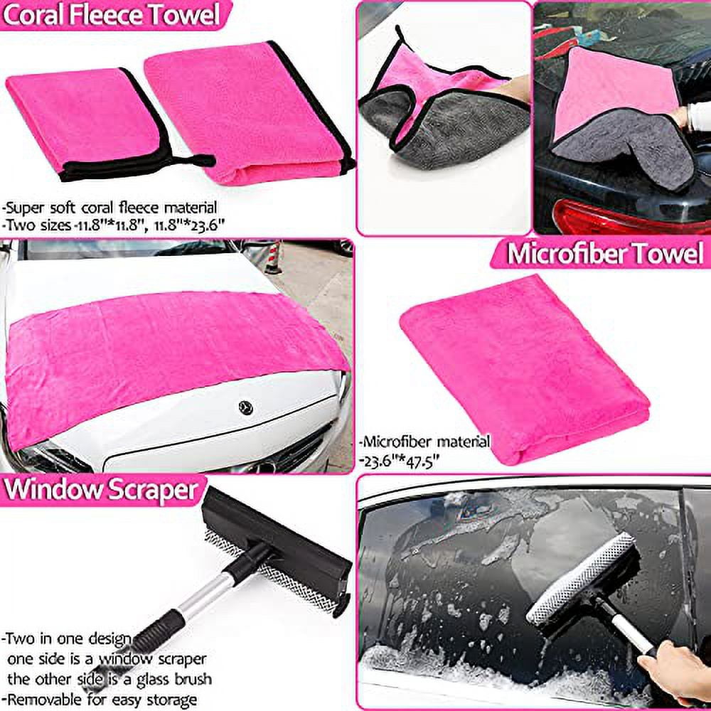THINKWORK Pink Car Cleaning Kit for Women & Features 