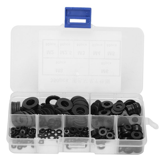 Flat Spacer,350pcs Black Nylon Plastic O Ring Backup Ring Convenient Use