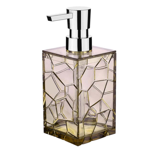 Accesorio de baño de acrílico, dispensador de loción/jabón, poligonal, transparente, elegante (caqui)
