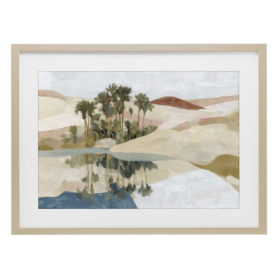 Stupell Industries Desert Oasis with Palm Reflection Birch Framed Print Under Glass, design by Chromatic Storm Studio