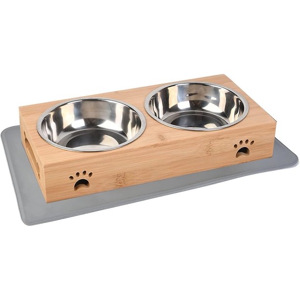 Tazón para perros pequeños, estación de alimentación para perros, tazón para perros elevado, tazón para gatos, tazón para perros pequeños, tazón para gatos, tazón para gatos de acero inoxidable, almoh Afortunado Sencillez