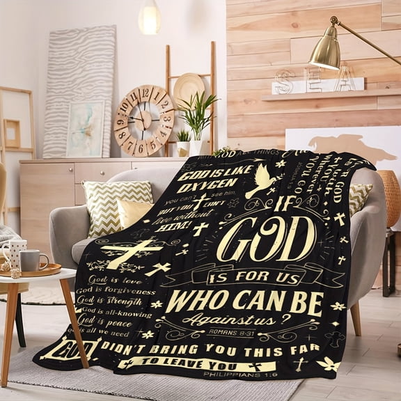 Inspirational Faith Blanket Gift for Men & Women Cozy Flannel Throw with Uplifting Religious Messages All Season Comfort Perfect for Home or Prayerful Moments Inspirational Blanket